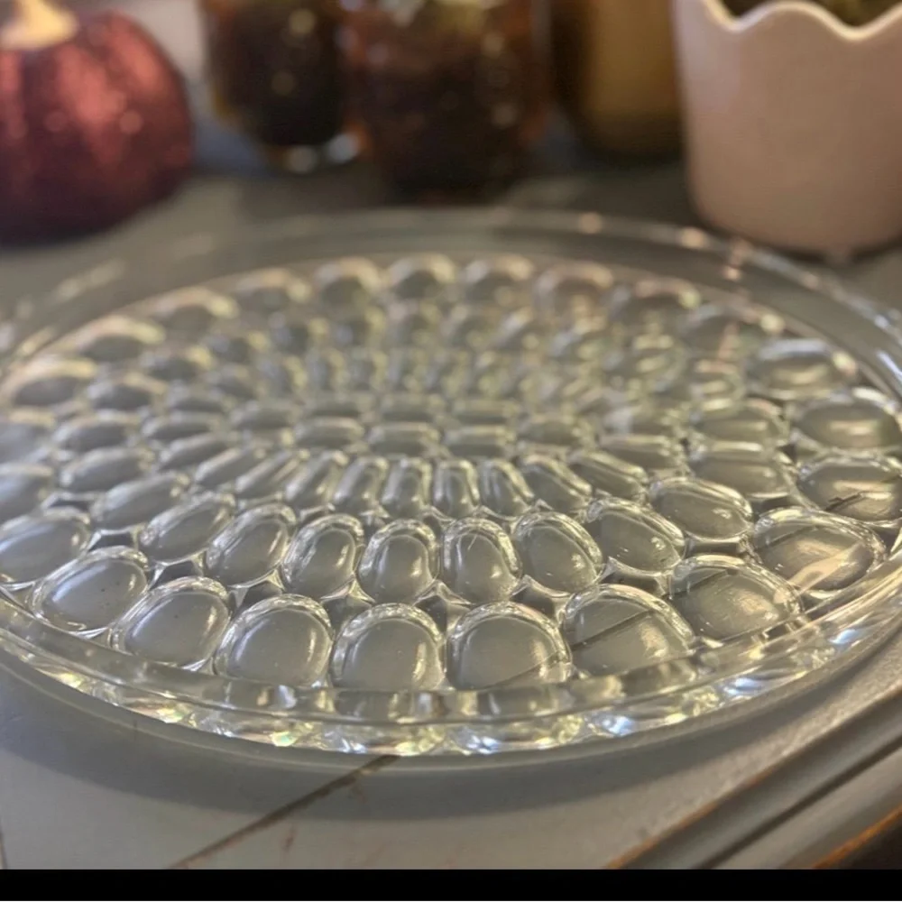 Jeannette Glass Thumbprint Oval Vanity Tray